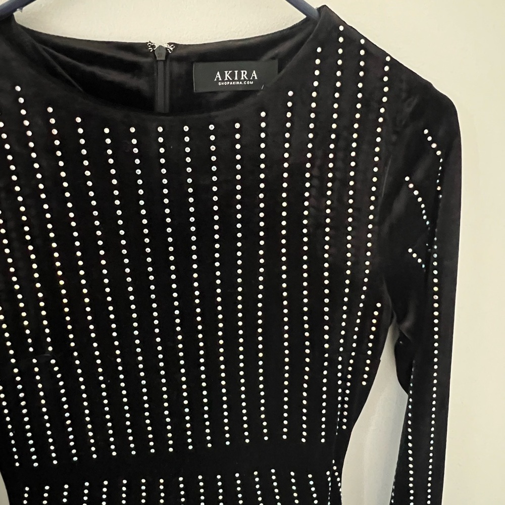 Akira Black Mini Velvet Bodycon Dress